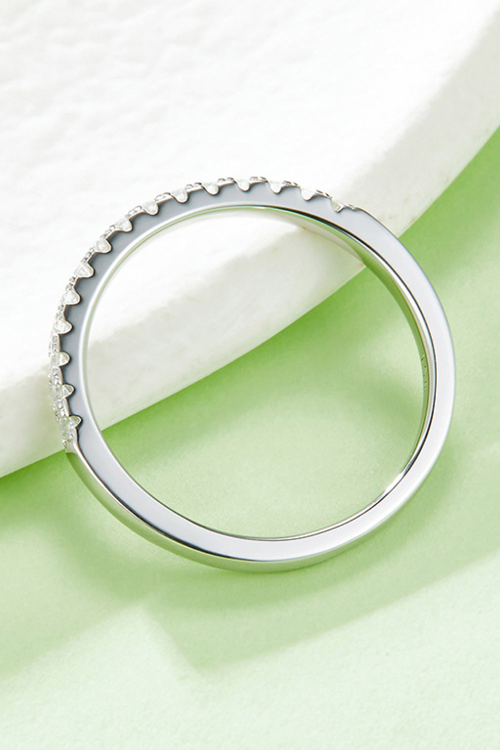 Moissanite Platinum-Plated Half-Eternity Ring